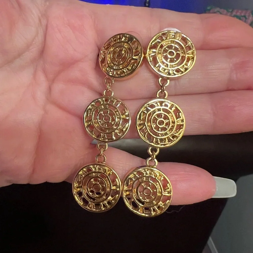 Kenneth Jay Lane Vintage Gold-tone pierced Dangle Earrings